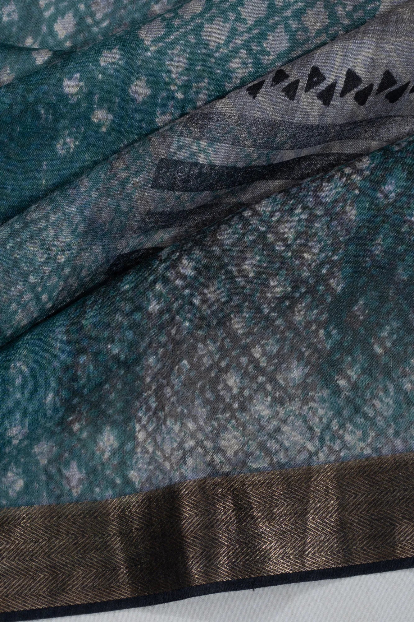 Tussar Printed Blue Saree