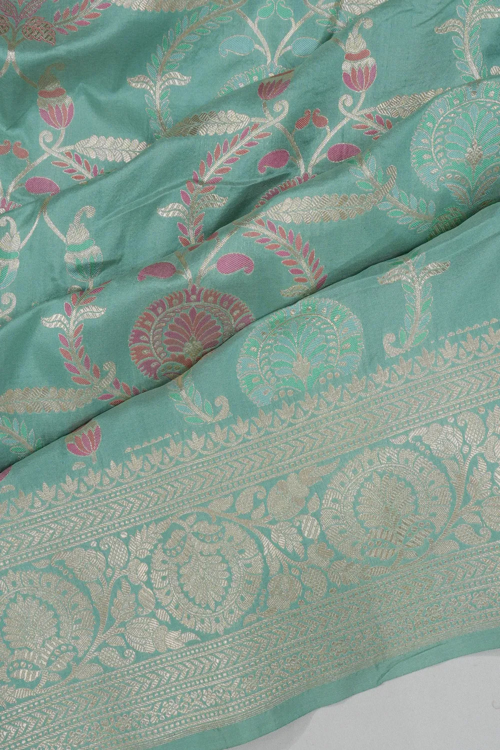 Banarasi Silk Jaal Sea Green Saree
