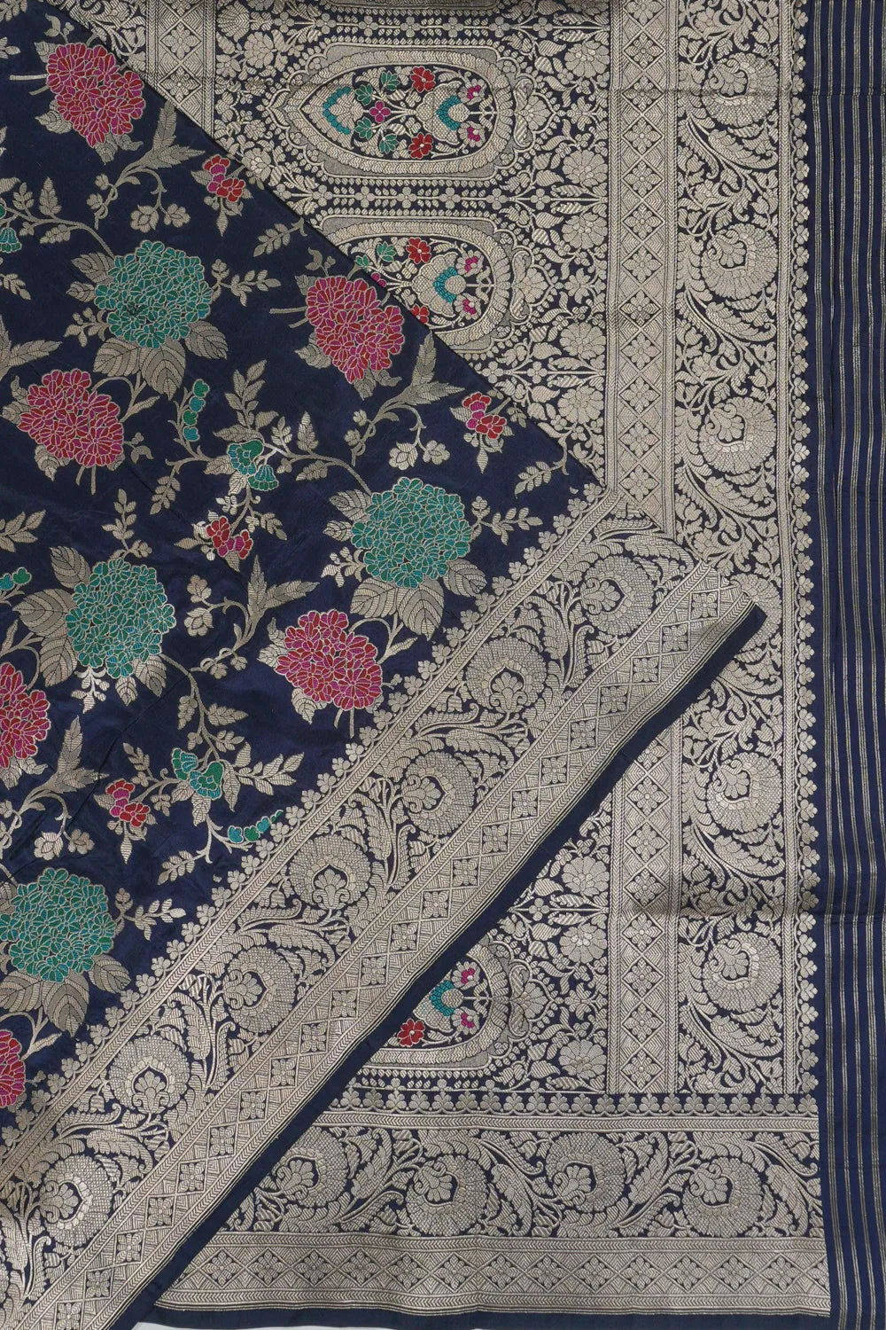 Banarasi Silk Brocade Dark Blue Saree