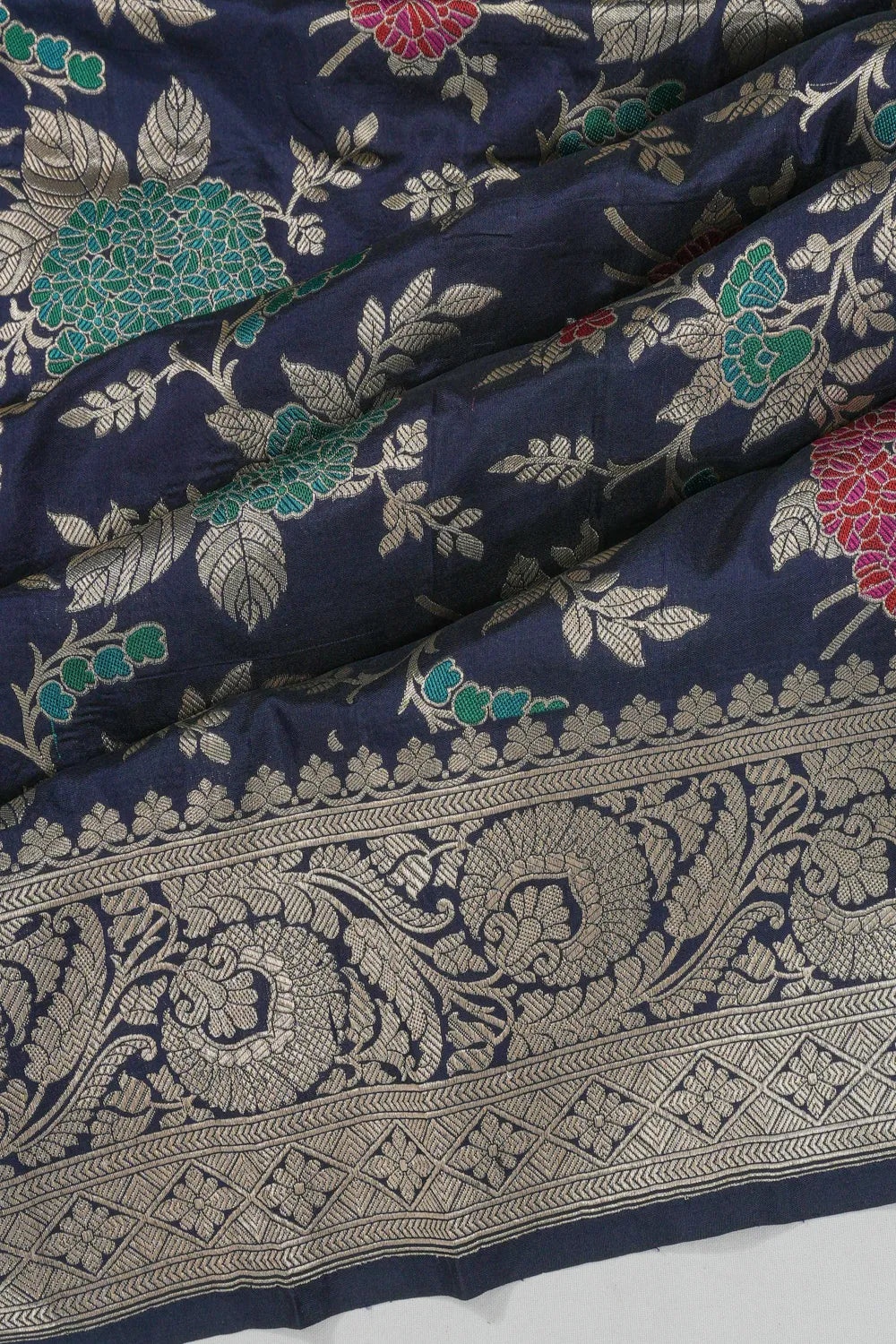 Banarasi Silk Brocade Dark Blue Saree
