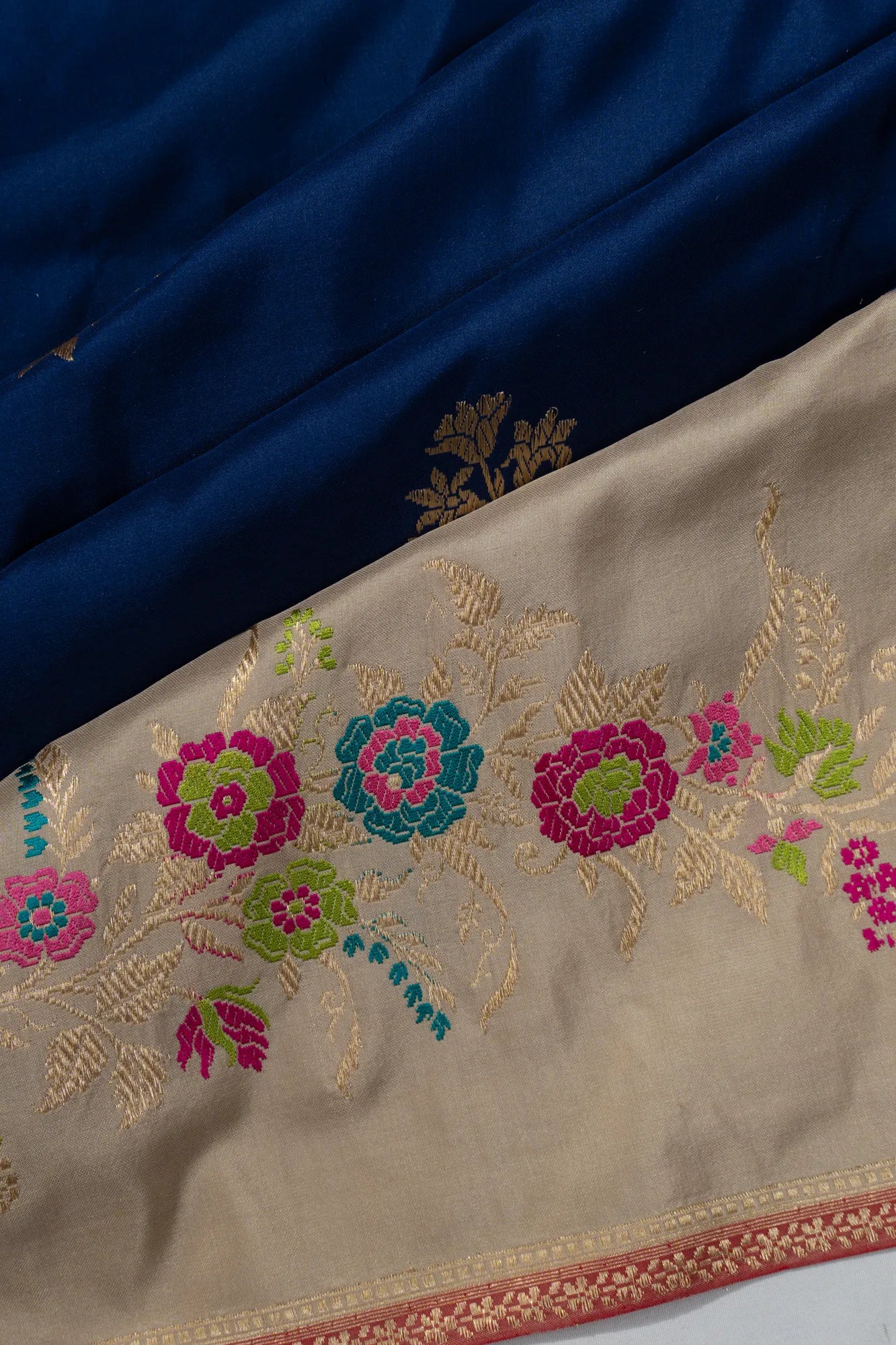 Banarasi Silk Kadwa Butta Navy Blue Saree