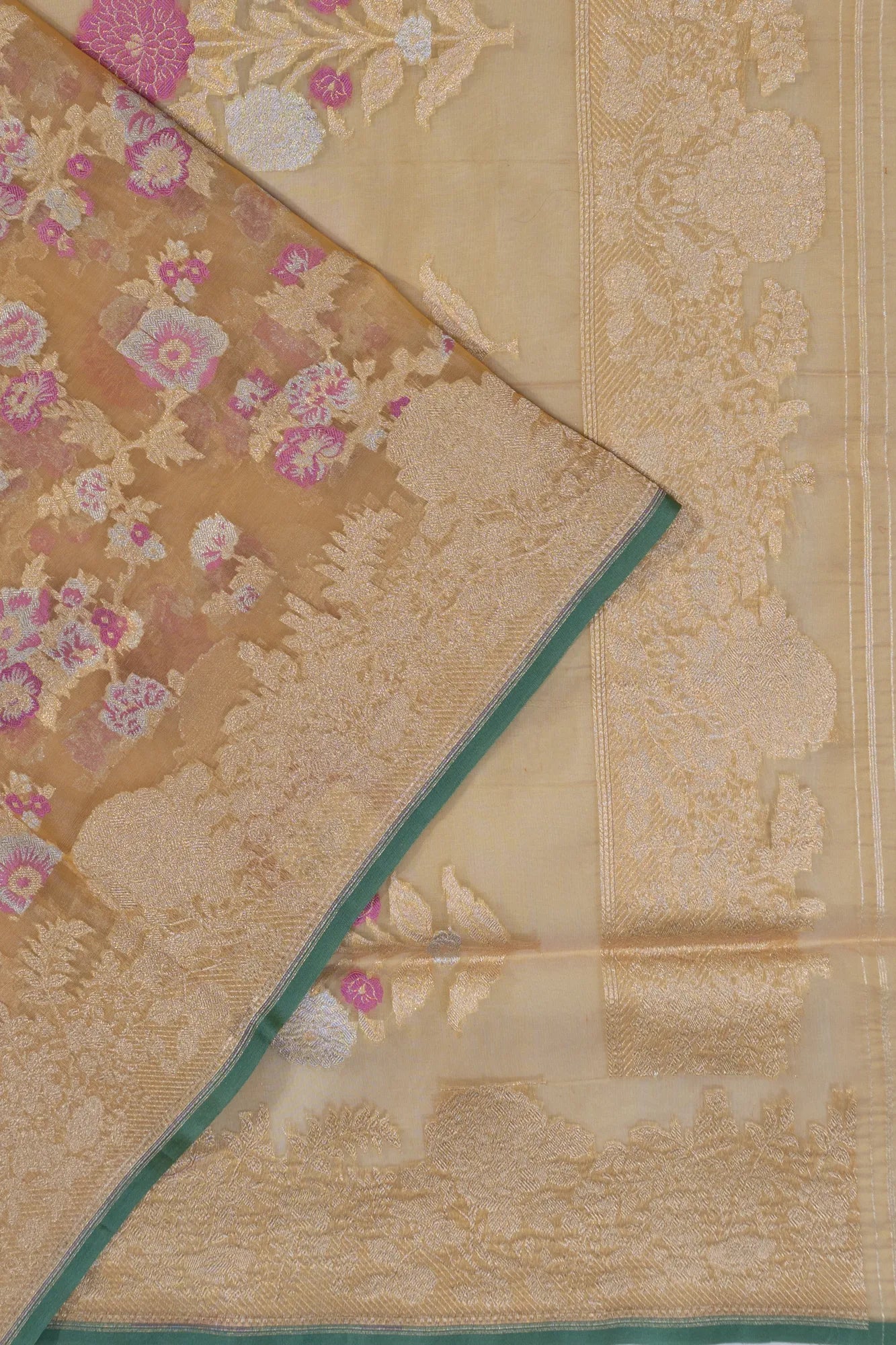 Banarasi Kora Organza Jaal Cream Saree