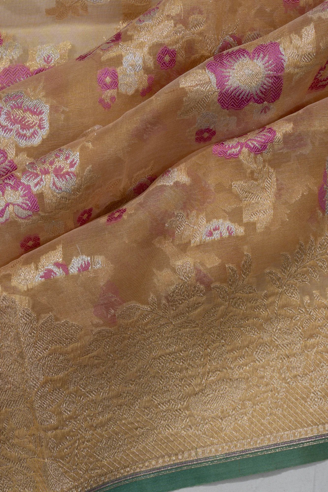 Banarasi Kora Organza Jaal Cream Saree