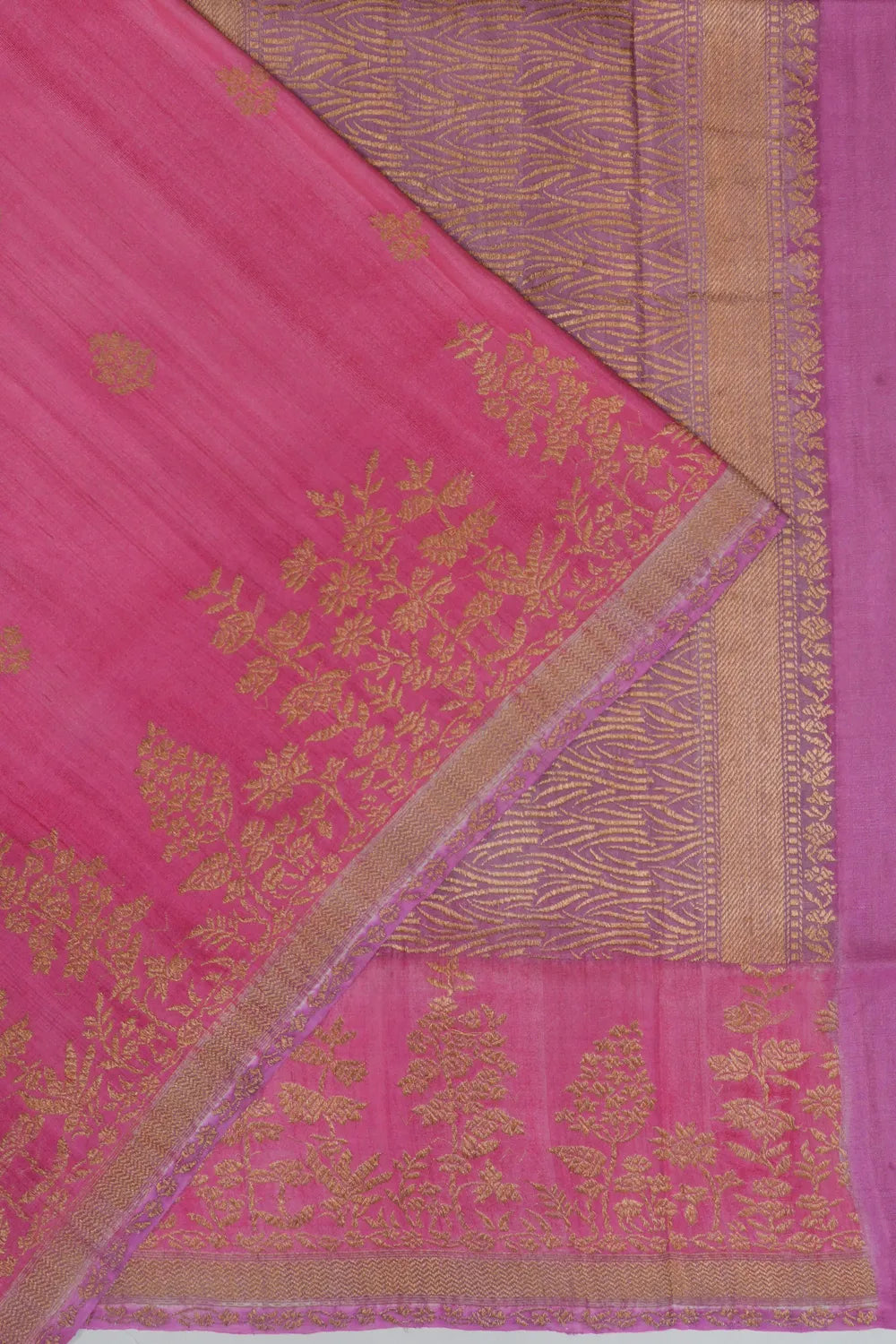 Banarasi Tussar Butta Pink Saree