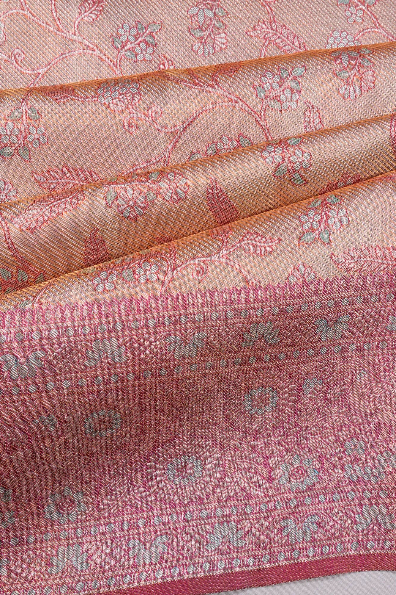 Kanchipuram Silk Tissue Floral Jaal Sky Blue Saree