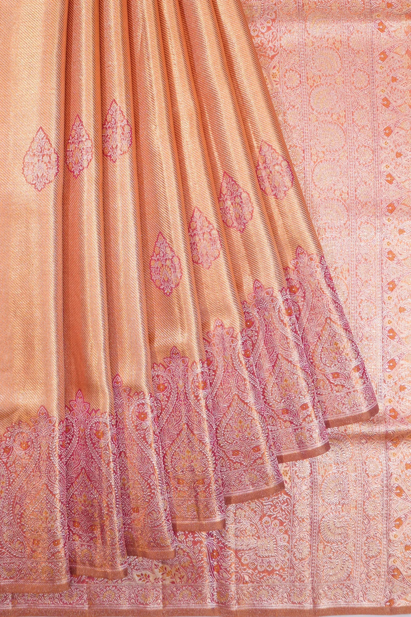 Kanchipuram Silk Tissue Brocade And Butta Gold Saree