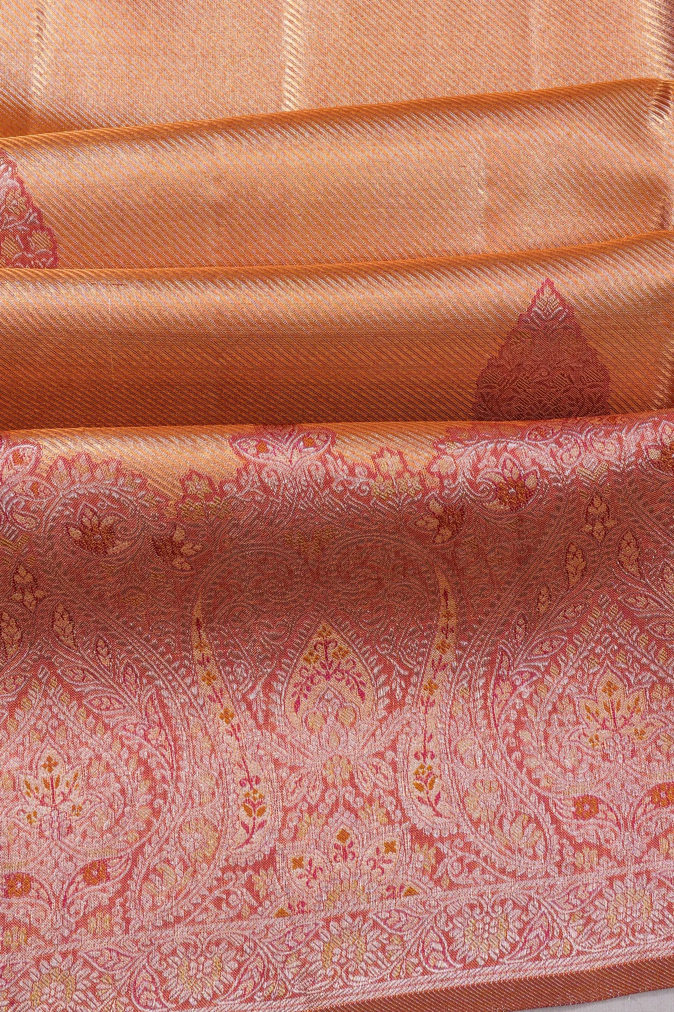 Kanchipuram Silk Tissue Brocade And Butta Gold Saree