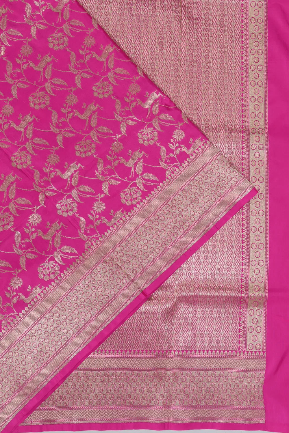 Vaanya Banaras Brocade Rani Pink Saree