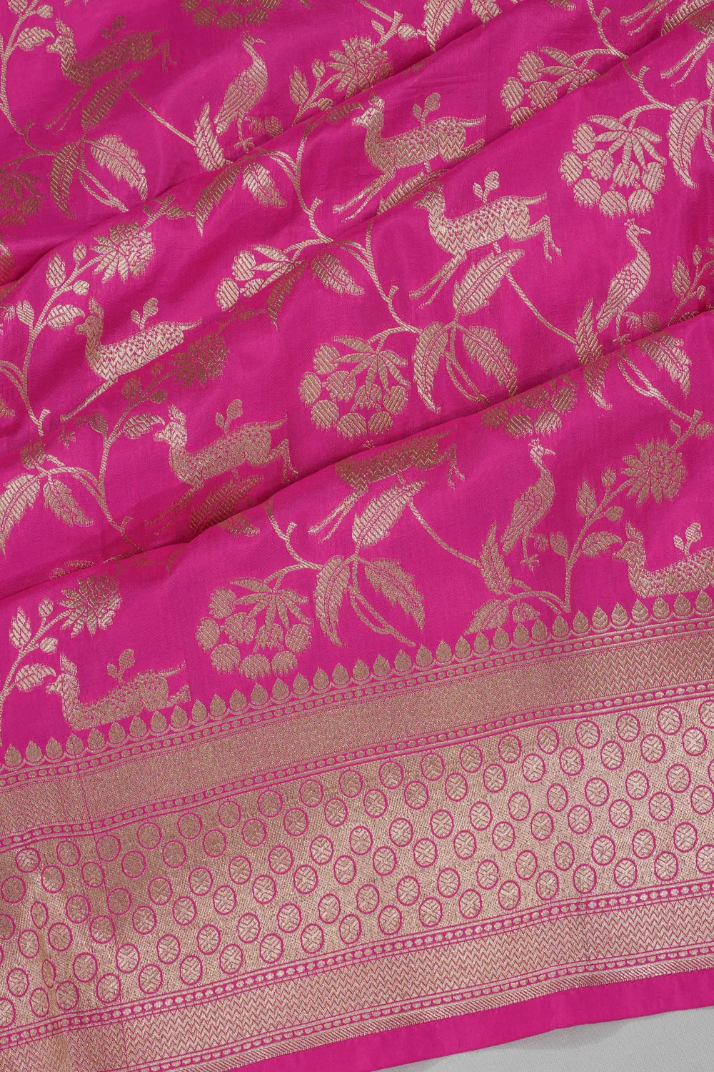 Vaanya Banaras Brocade Rani Pink Saree