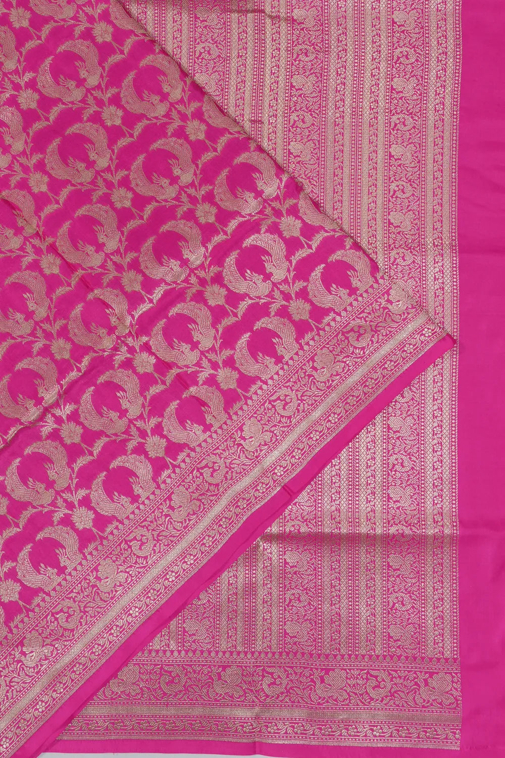 Vaanya Banaras Brocade Rani Pink Saree