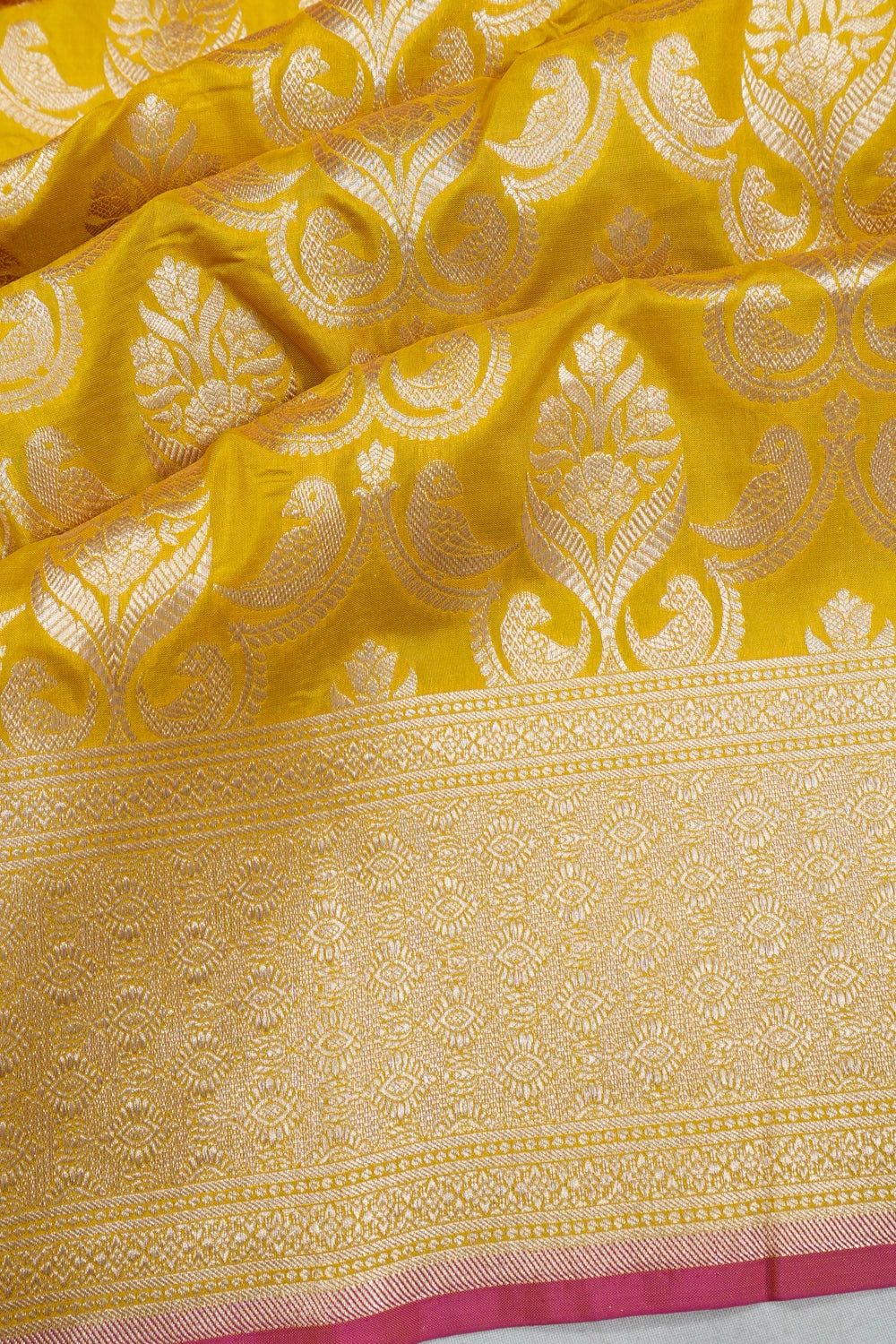 Vaanya Banaras Silk Brocade Yellow Saree