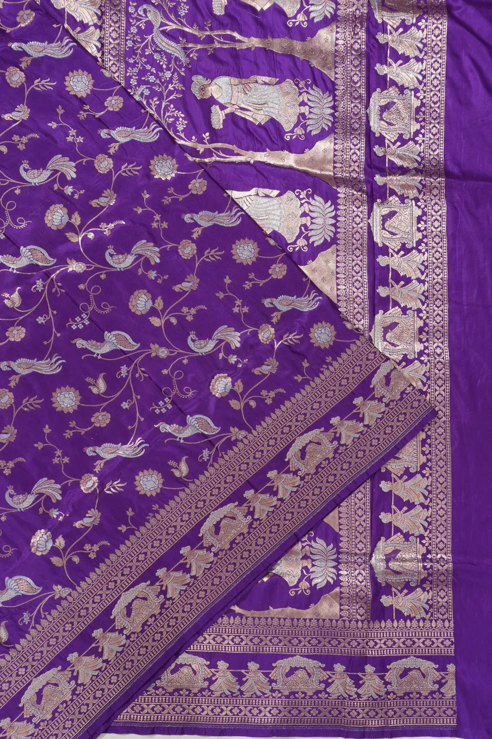 Banarasi Silk Jaal And Brocade Violet Saree