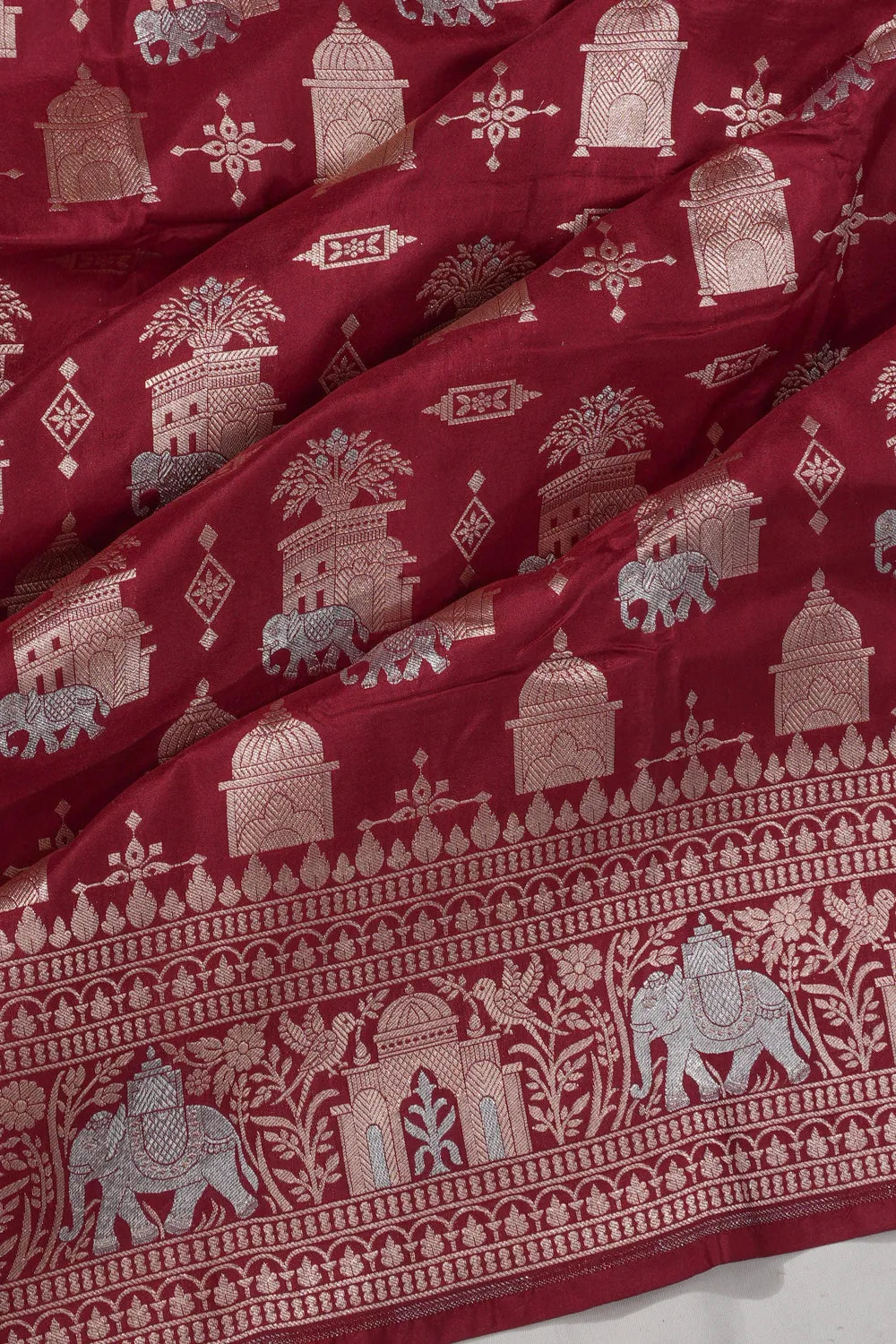 Banarasi Silk Brocade Maroon Saree