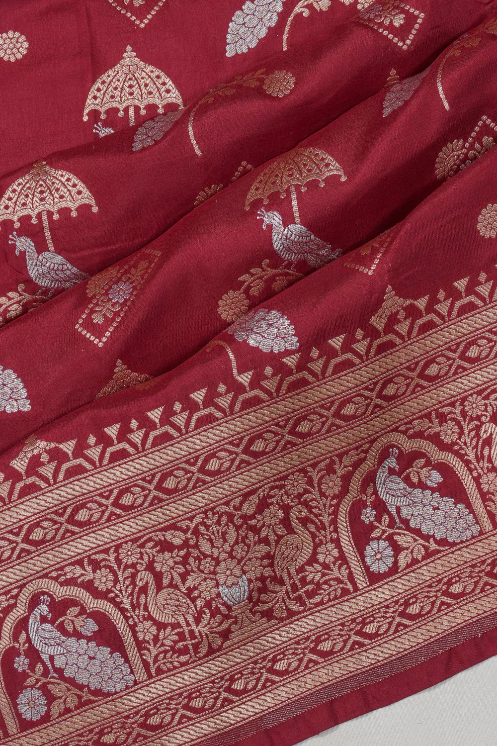 Banarasi Silk Butta Maroon Saree