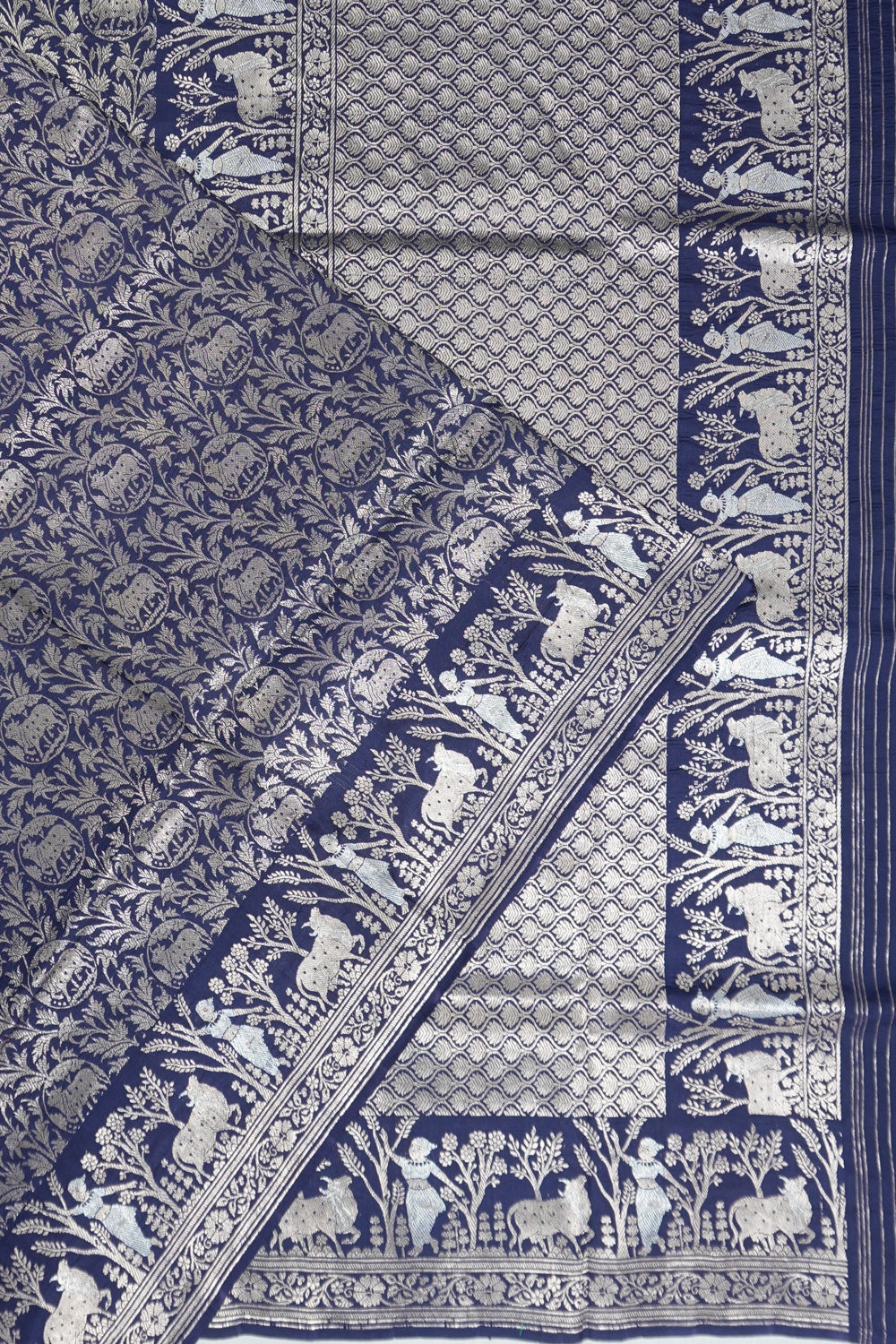 Vaanya Banaras Silk Jaal Blue Saree