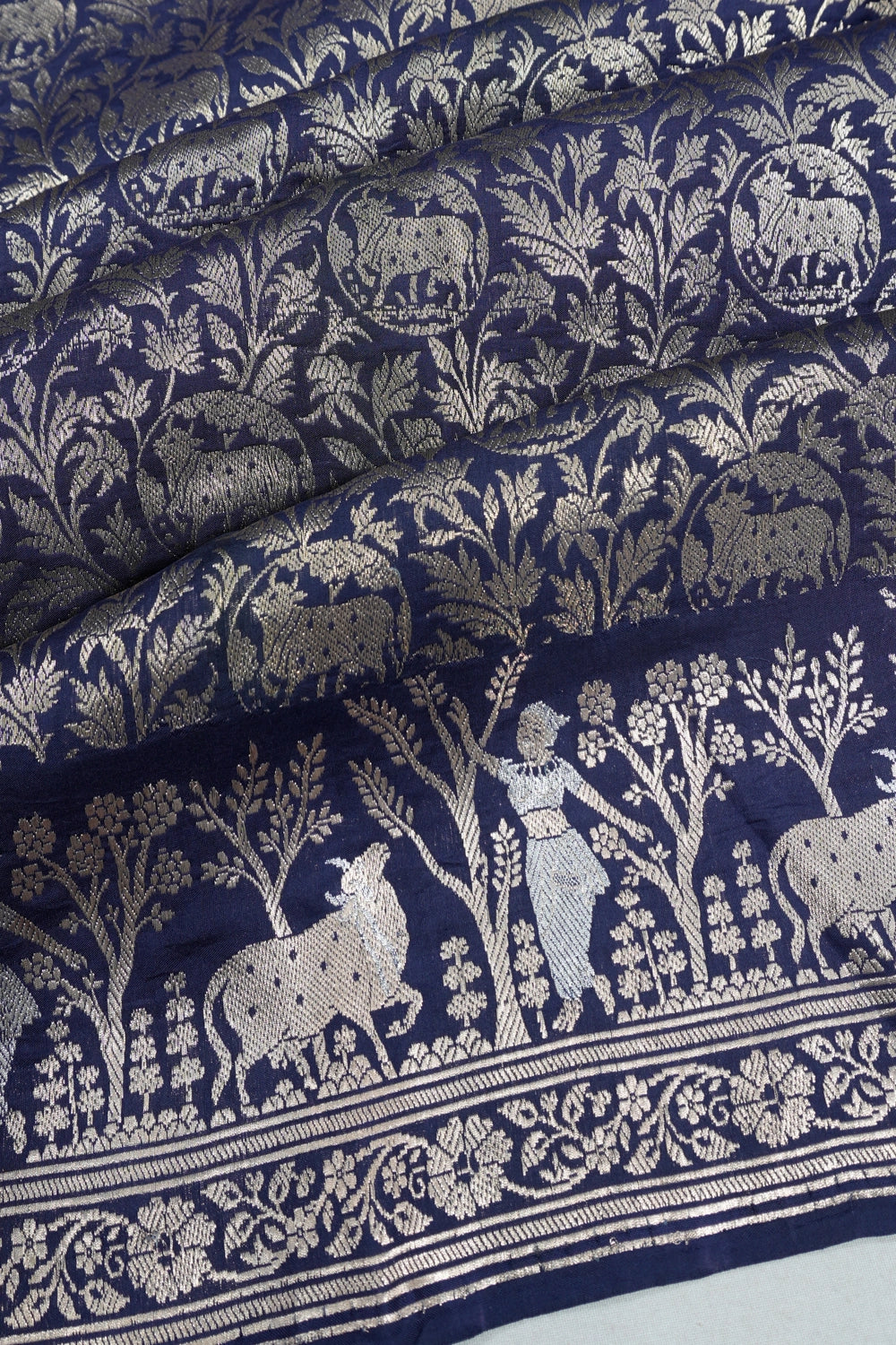 Vaanya Banaras Silk Jaal Blue Saree