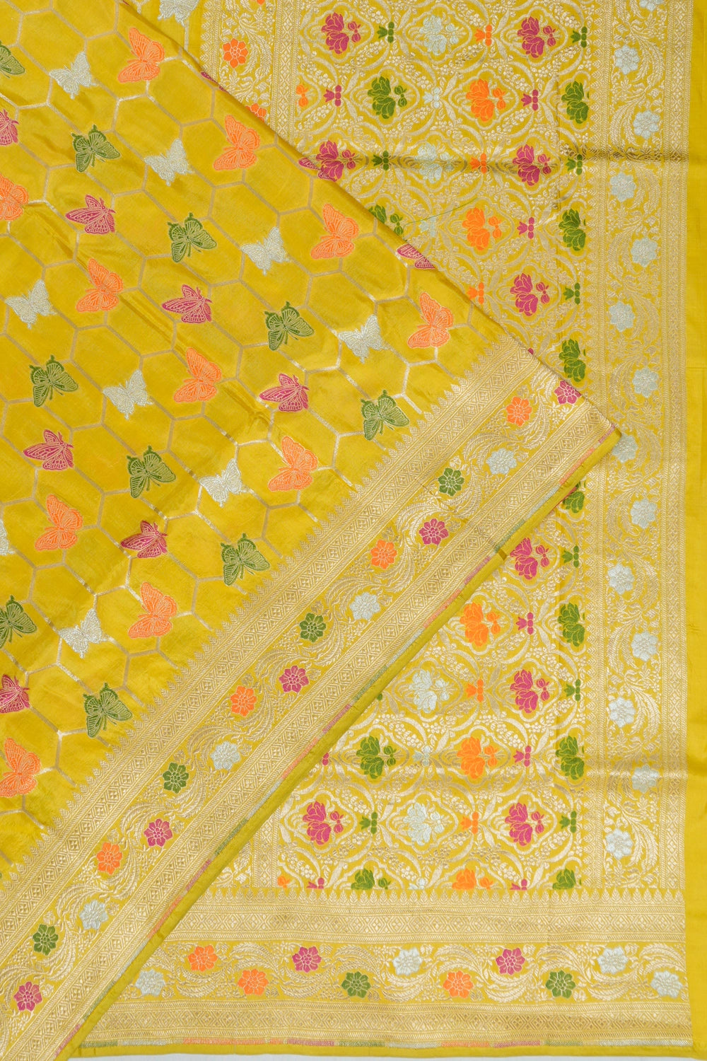 Vaanya Banaras Silk Brocade Yellow Saree