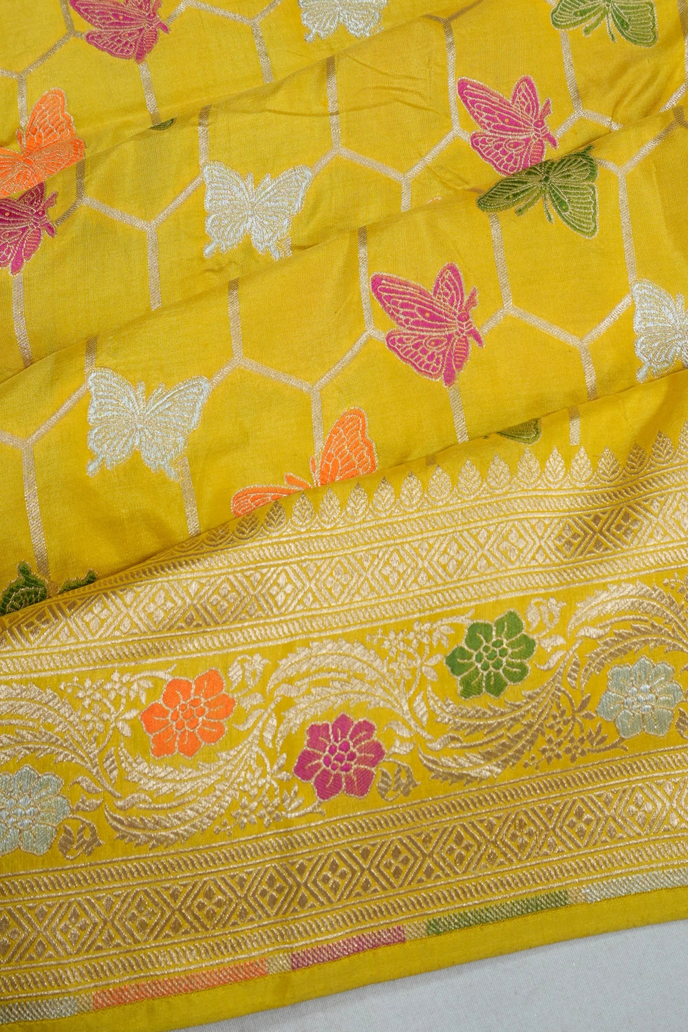 Vaanya Banaras Silk Brocade Yellow Saree