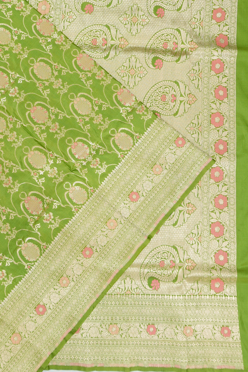 Vaanya Banaras Silk Brocade Green Saree