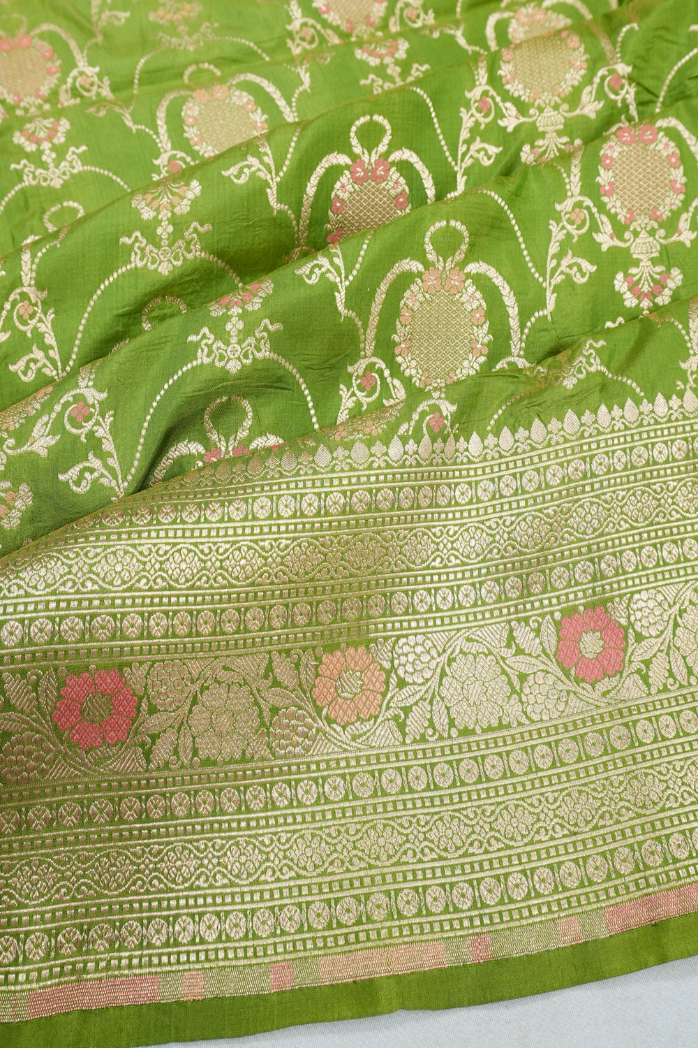 Vaanya Banaras Silk Brocade Green Saree