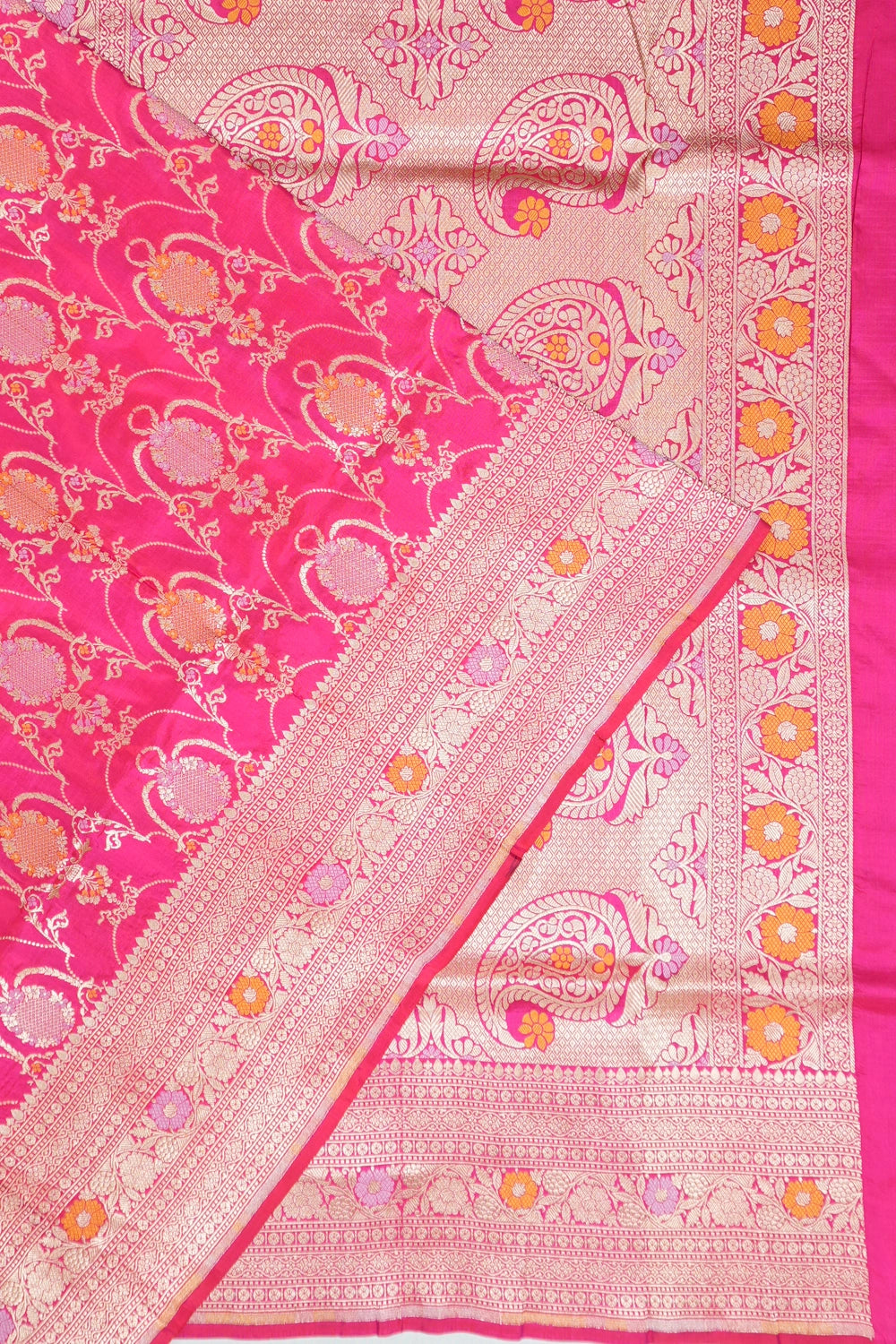 Vaanya Banaras Silk Brocade Rani Pink Saree