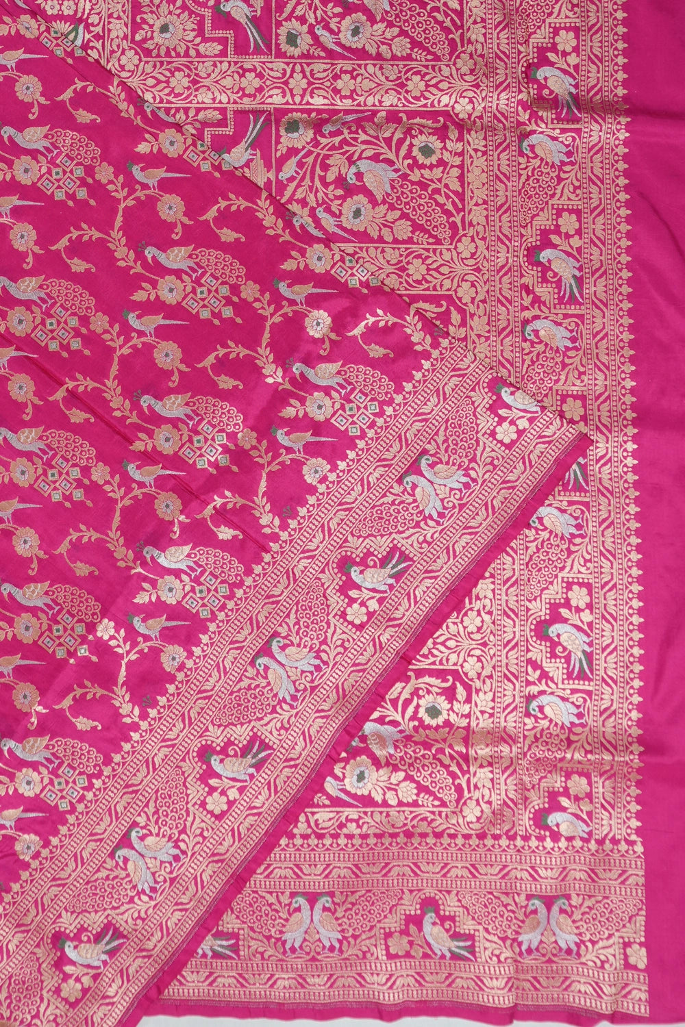 Vaanya Banaras Silk Brocade Rani Pink Saree