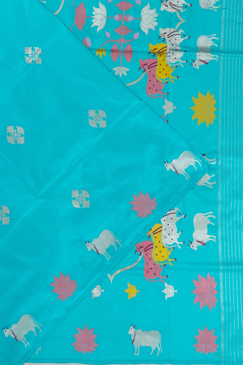 Banarasi Silk Butta Blue Saree