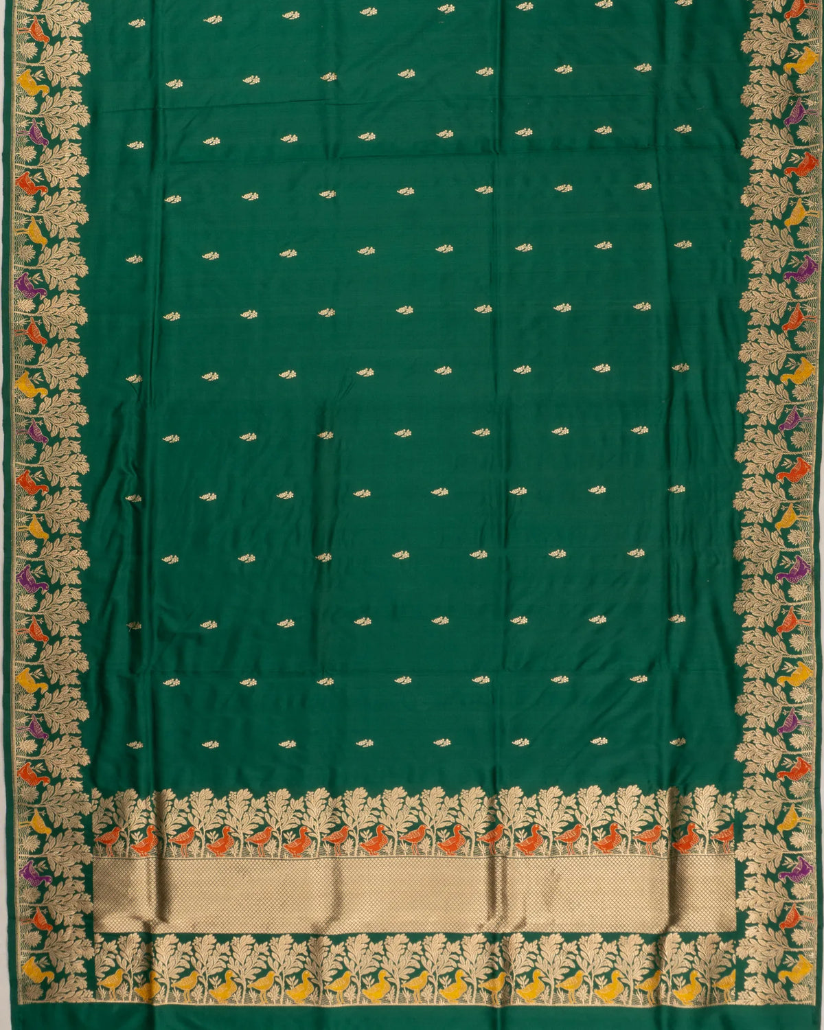 Banarasi Silk Butta Bottle Green Saree