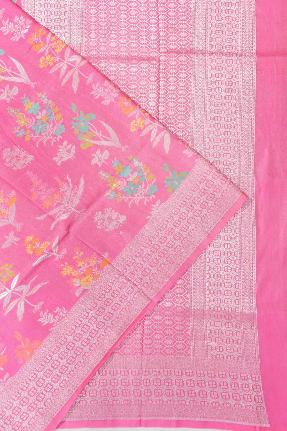 Banarasi Tussar Georgette Brocade Pink Saree