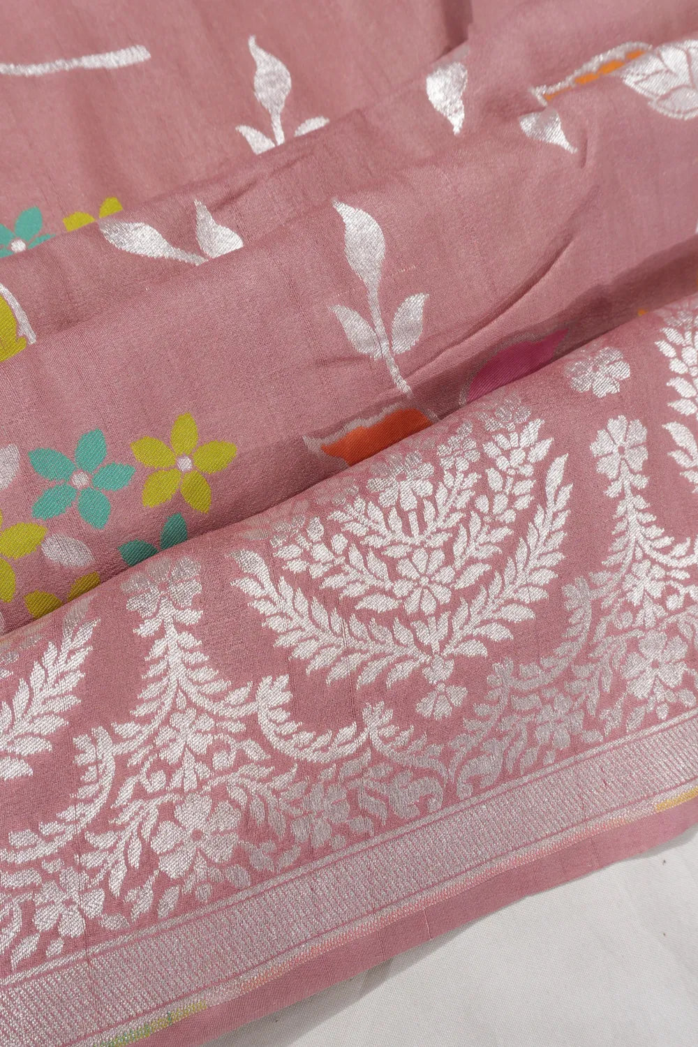 Banarasi Tussar Georgette Jaal Peach Saree