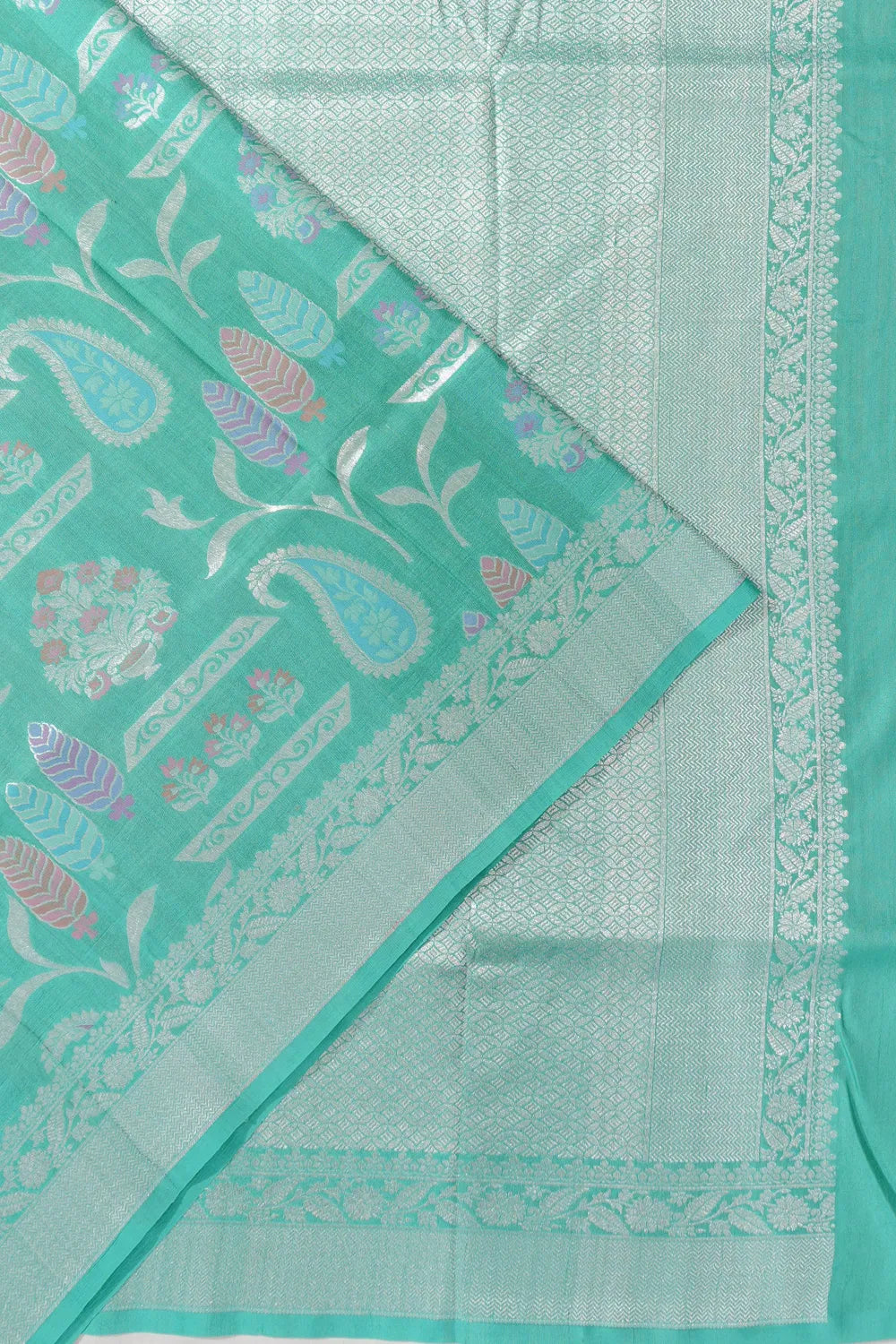 Banarasi Tussar Georgette Brocade Sea Blue Saree
