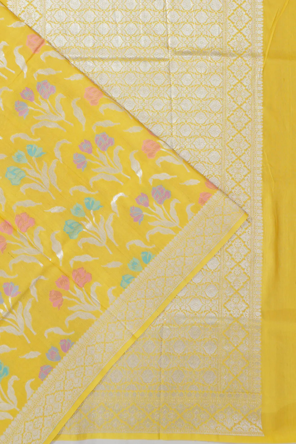 Banarasi Tussar Georgette Brocade Yellow Saree