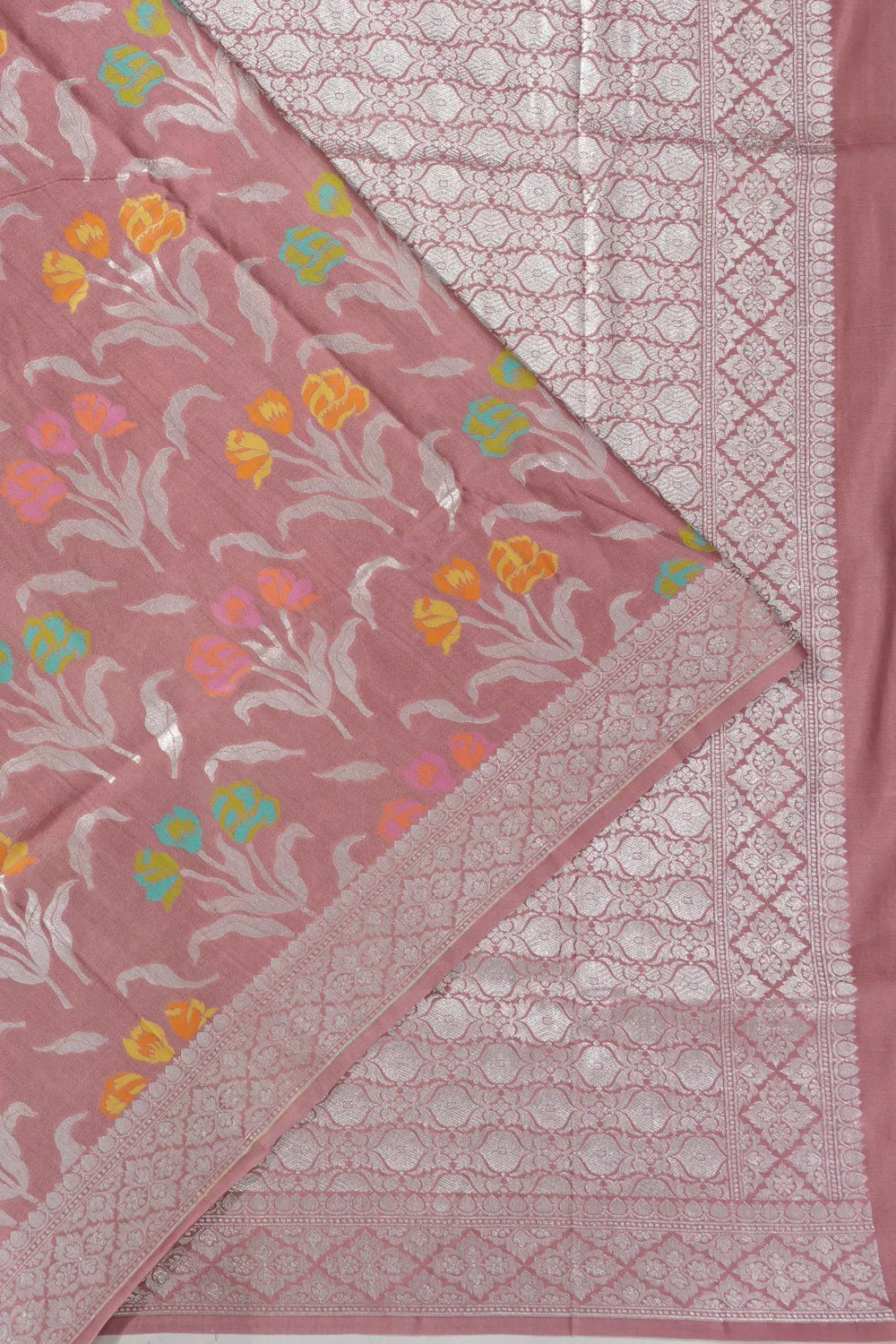 Banarasi Tussar Georgette Brocade Pink Saree