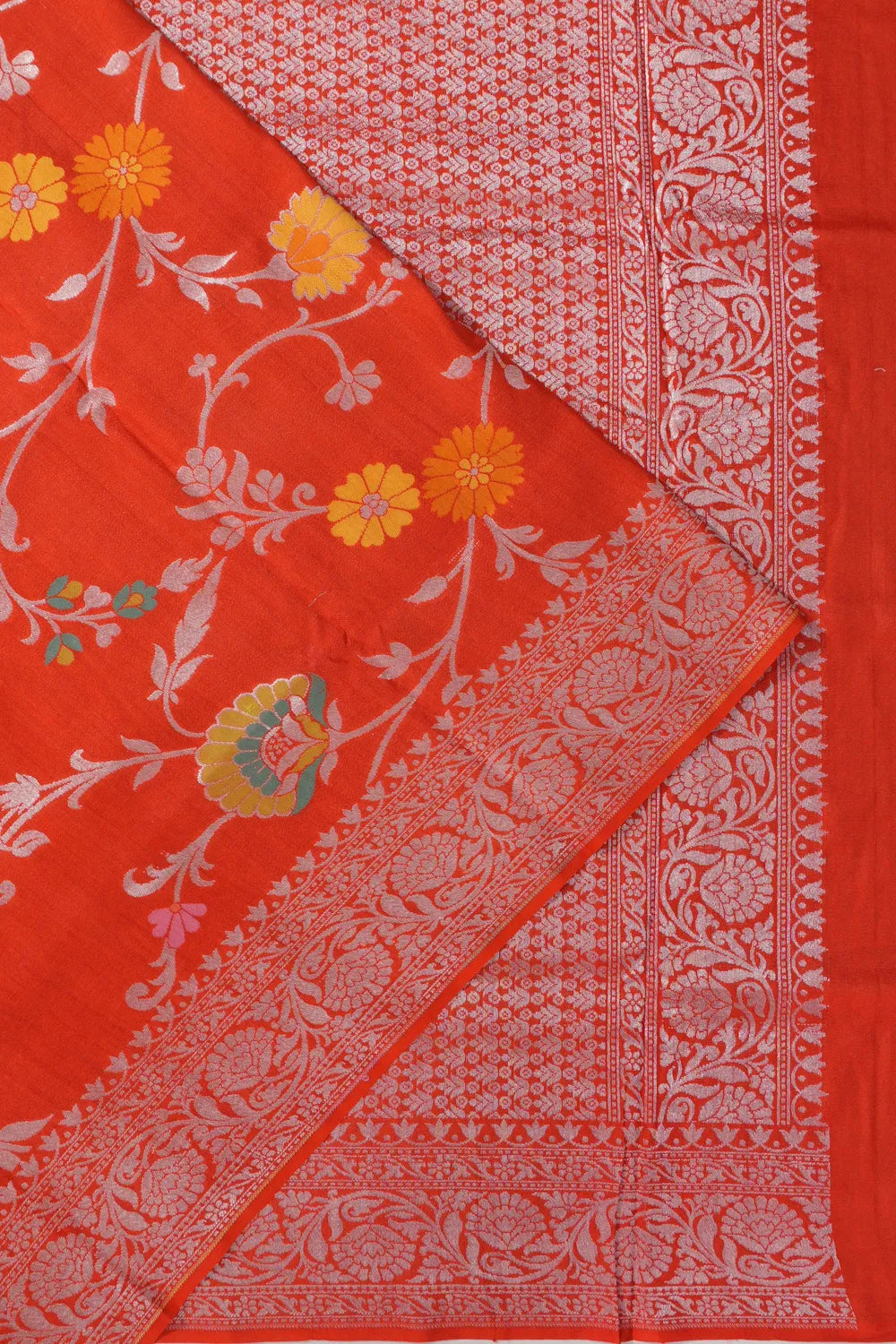 Banarasi Tussar Georgette Jaal Red Saree