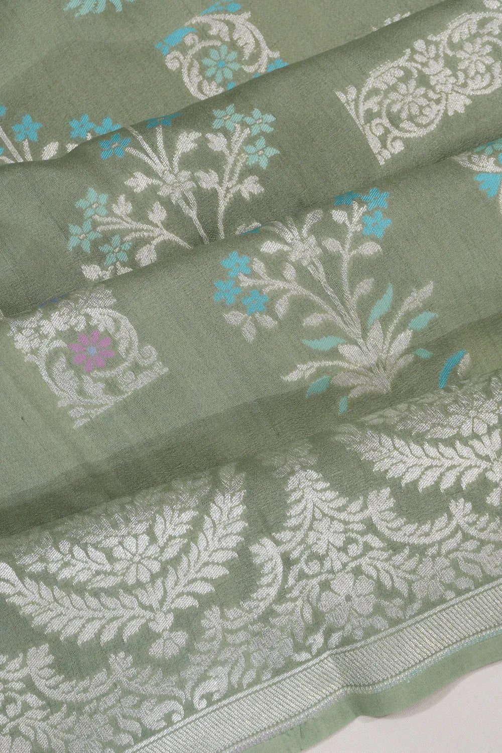 Banarasi Tussar Georgette Brocade Green Saree