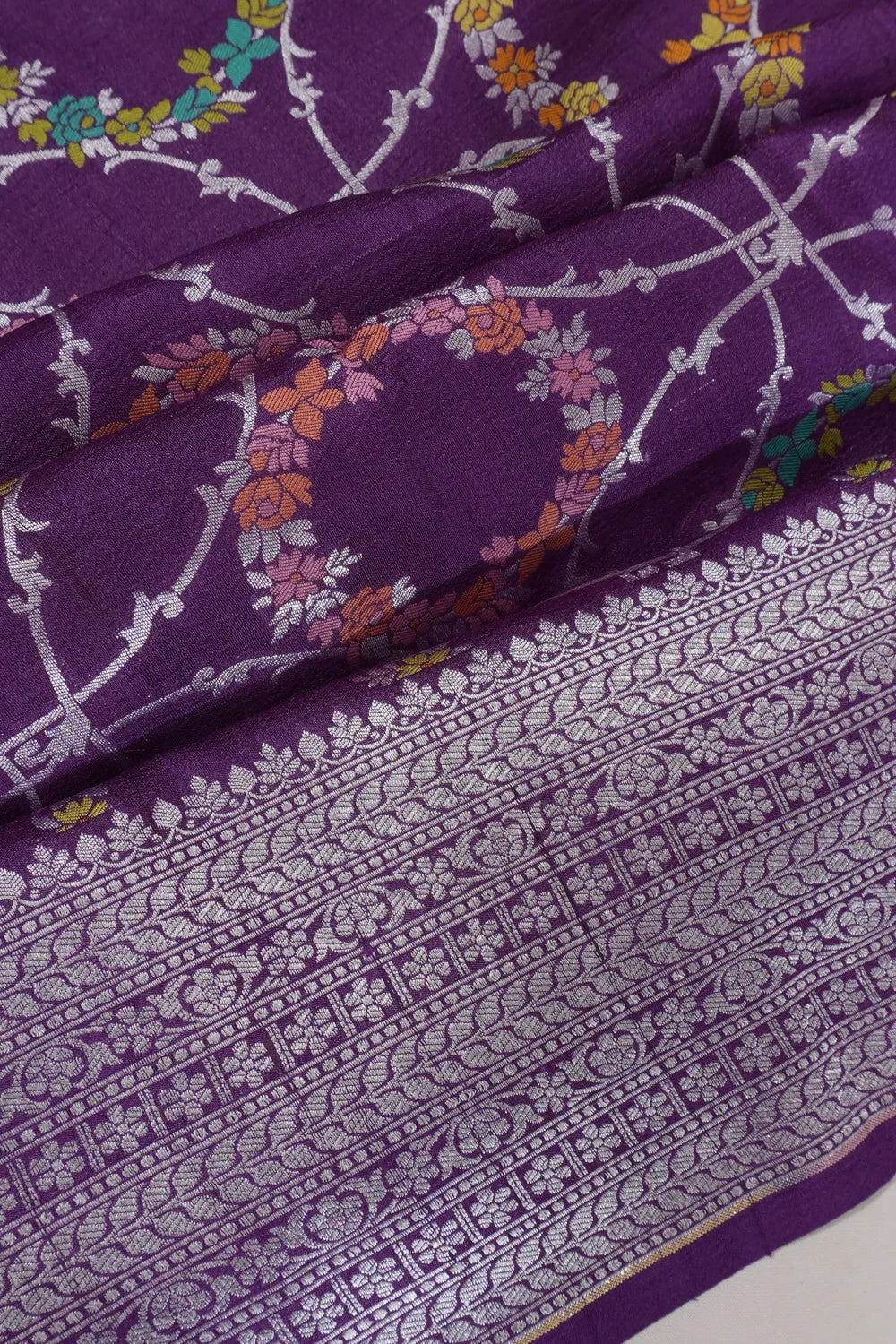 Banarasi Tussar Georgette Jaal Violet Saree