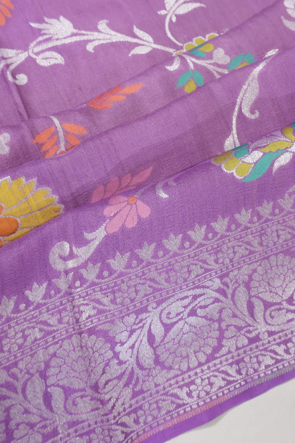Banarasi Tussar Georgette Jaal Lavender Saree