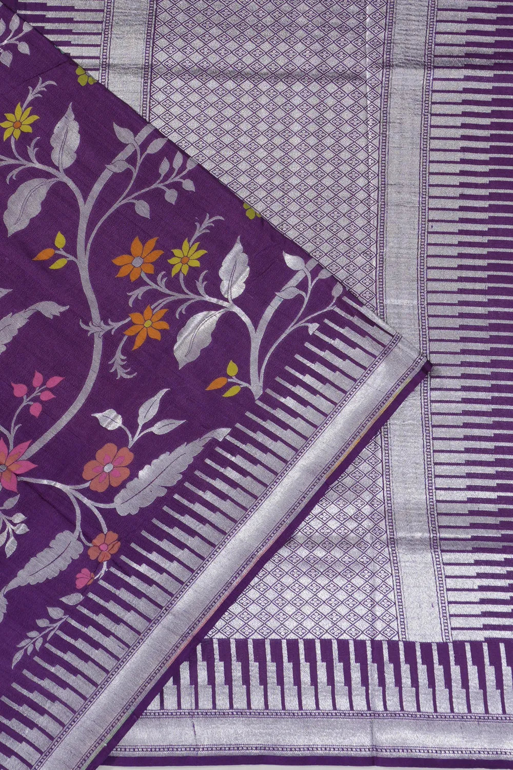 Banarasi Tussar Georgette Jaal Violet Saree