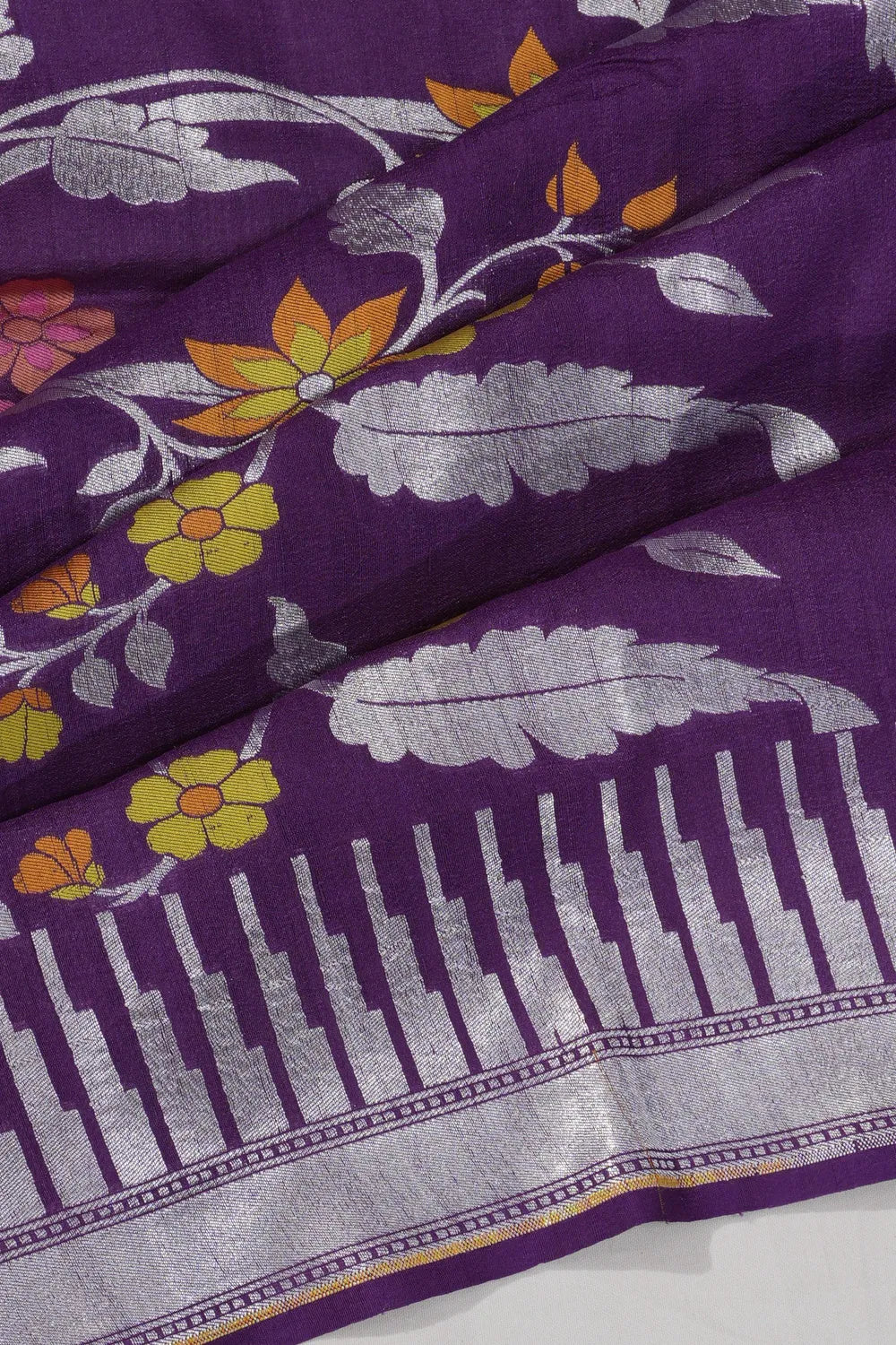 Banarasi Tussar Georgette Jaal Violet Saree