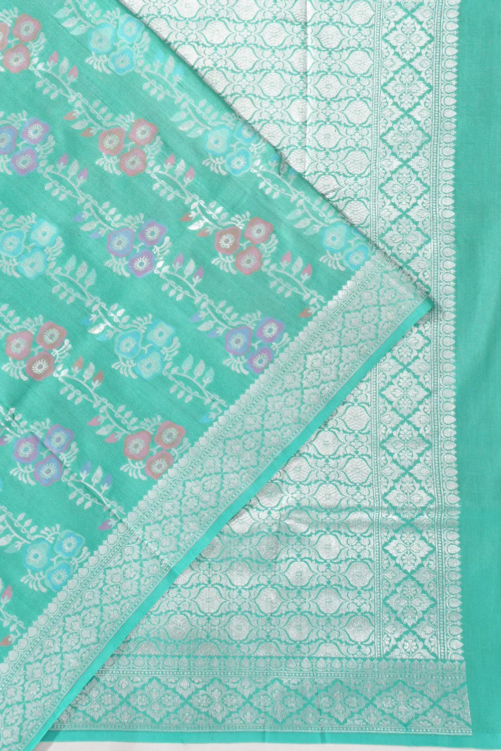 Banarasi Tussar Georgette Jaal Sea Blue Saree