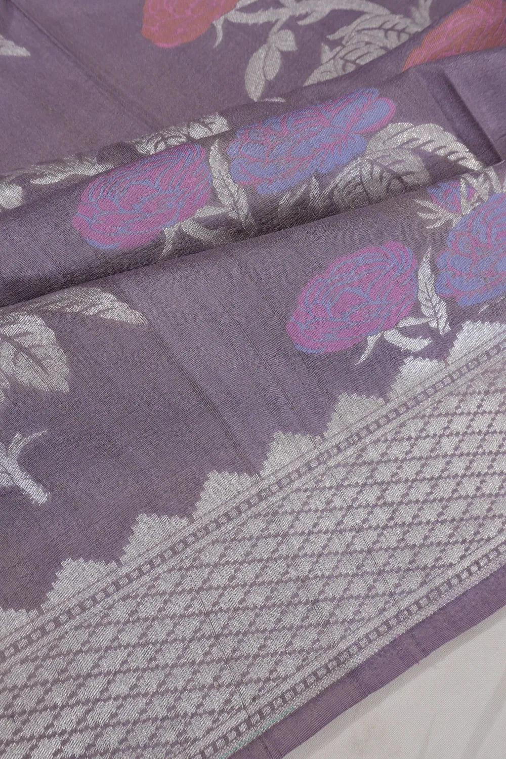 Banarasi Tussar Georgette Brocade Lavender Saree