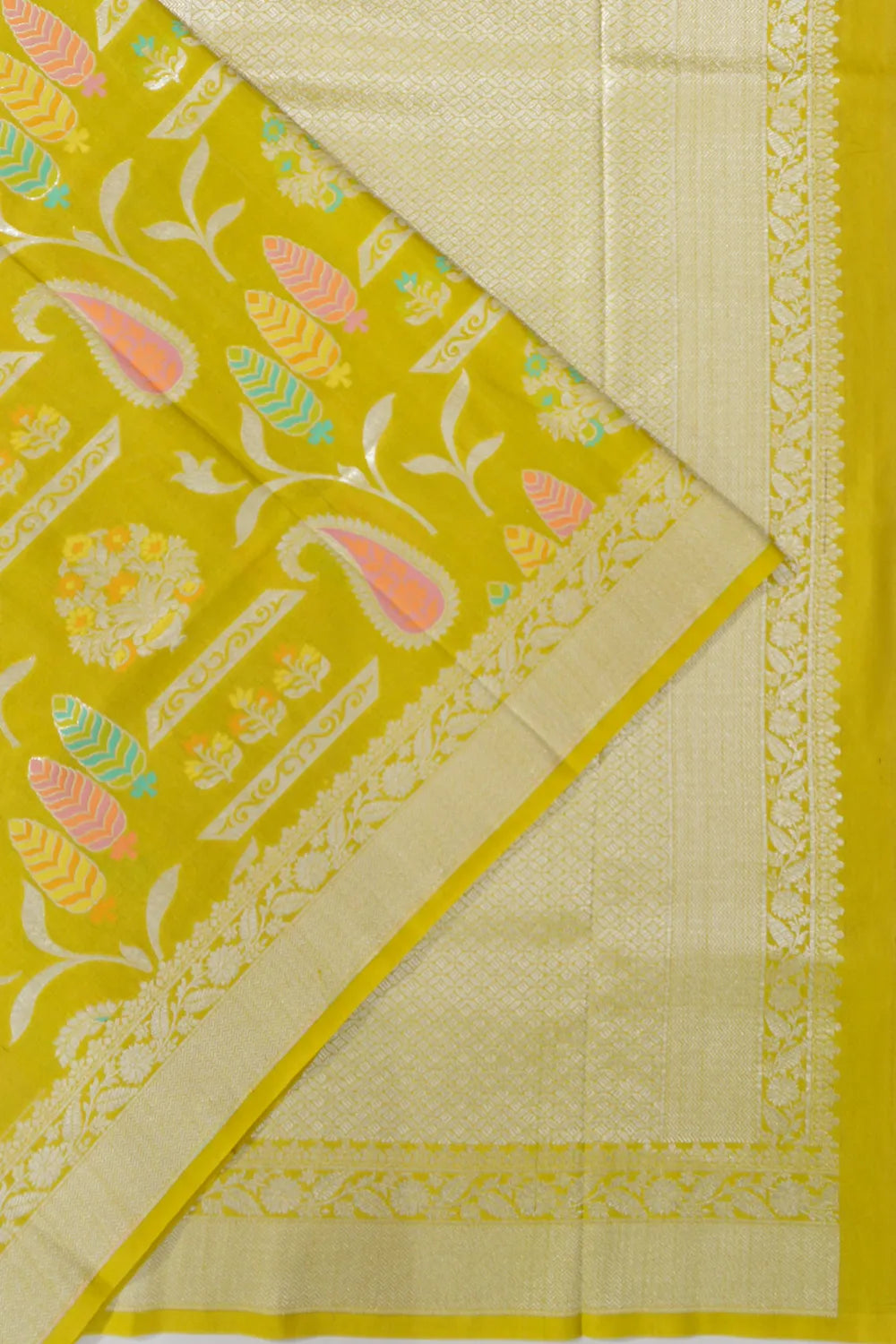 Banarasi Tussar Georgette Brocade Mehendi Green Saree