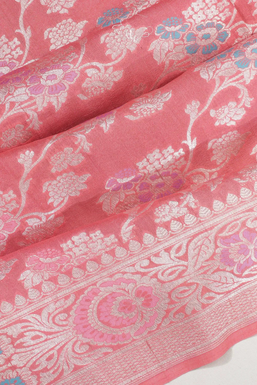 Banarasi Tussar Georgette Jaal Baby Pink Saree