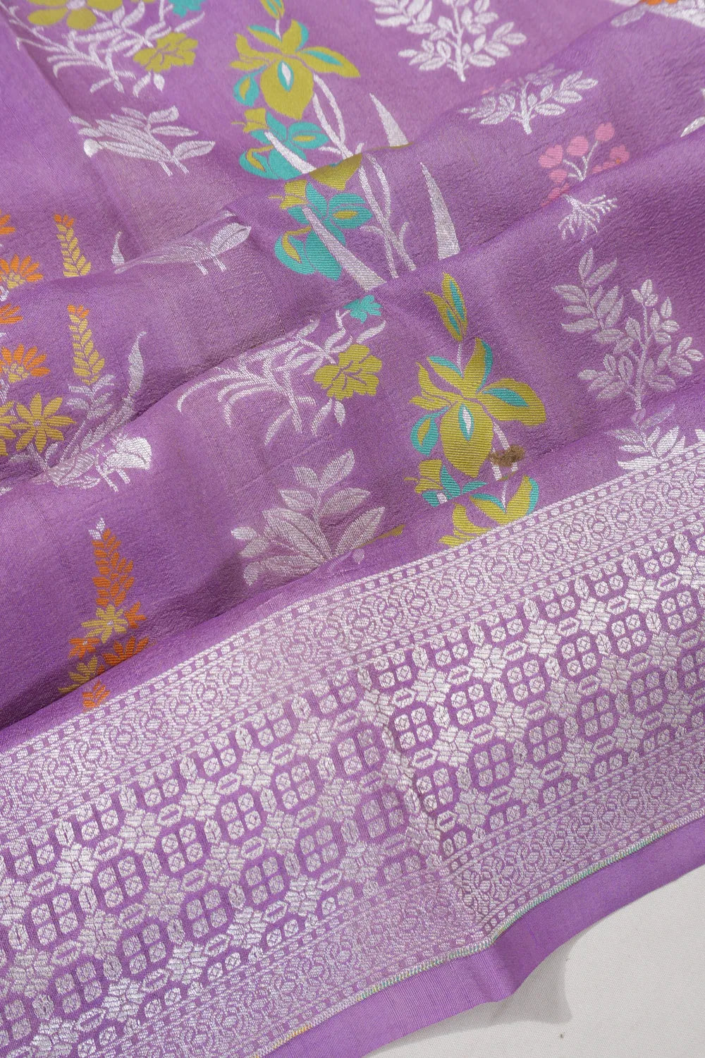 Banarasi Tussar Georgette Brocade Lavender Saree
