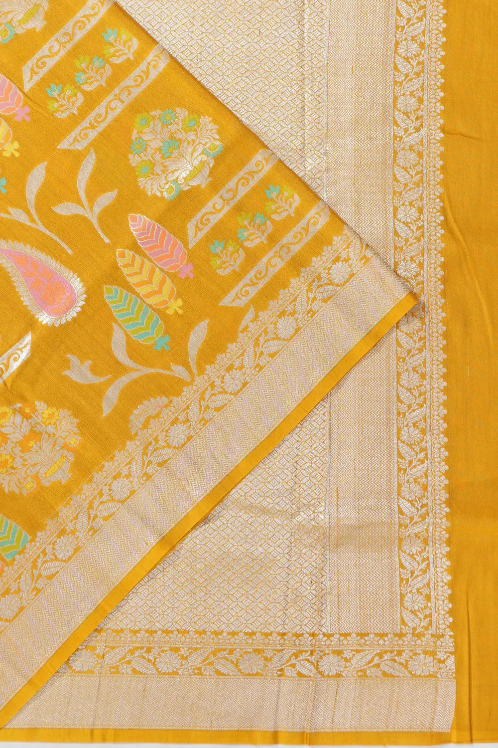 Banarasi Tussar Georgette Brocade Yellow Saree