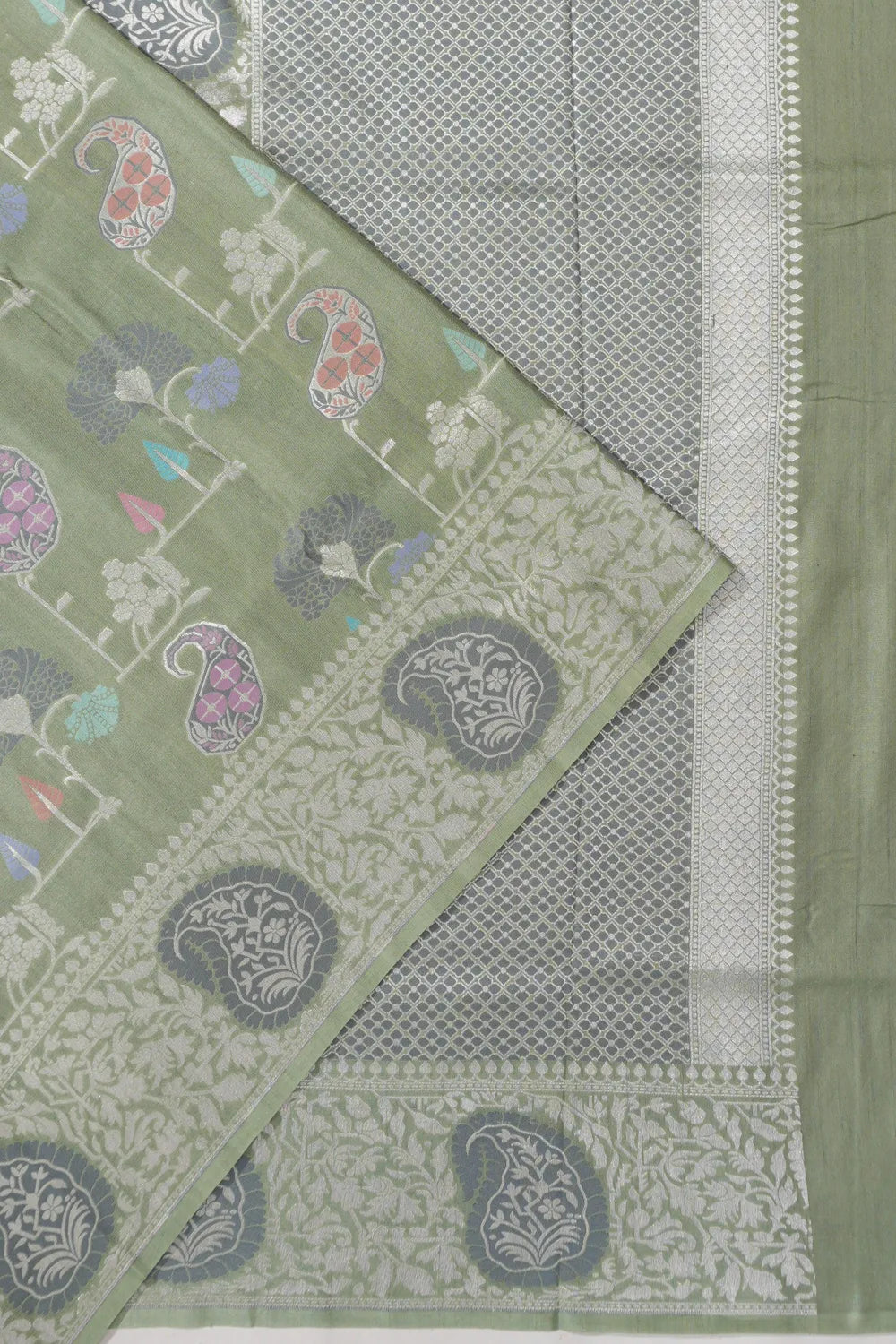 Banarasi Tussar Georgette Brocade Green Saree