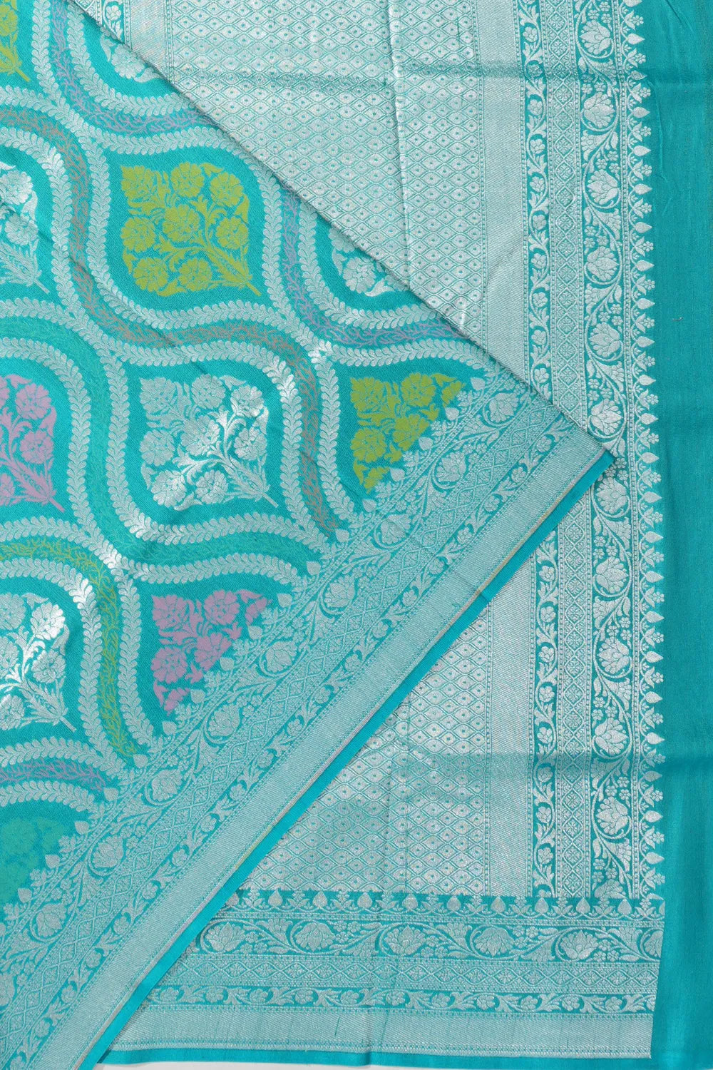 Banarasi Tussar Georgette Brocade Sea Blue Saree