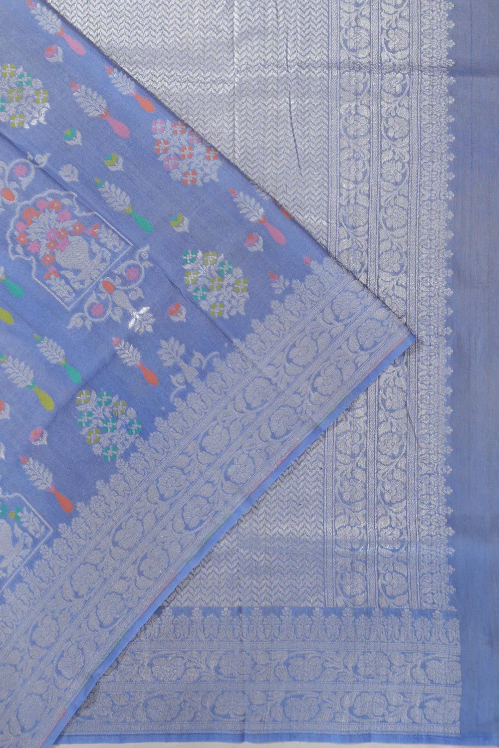 Banarasi Tussar Georgette Jaal Powder Blue Saree