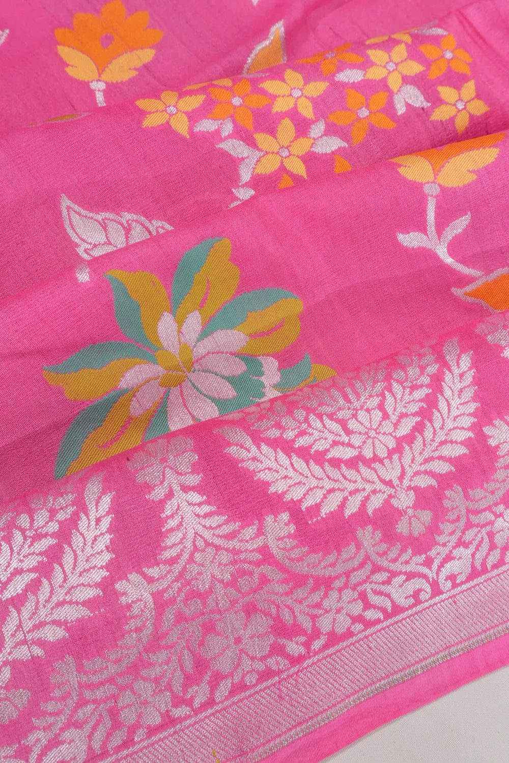 Banarasi Tussar Georgette Jaal Pink Saree