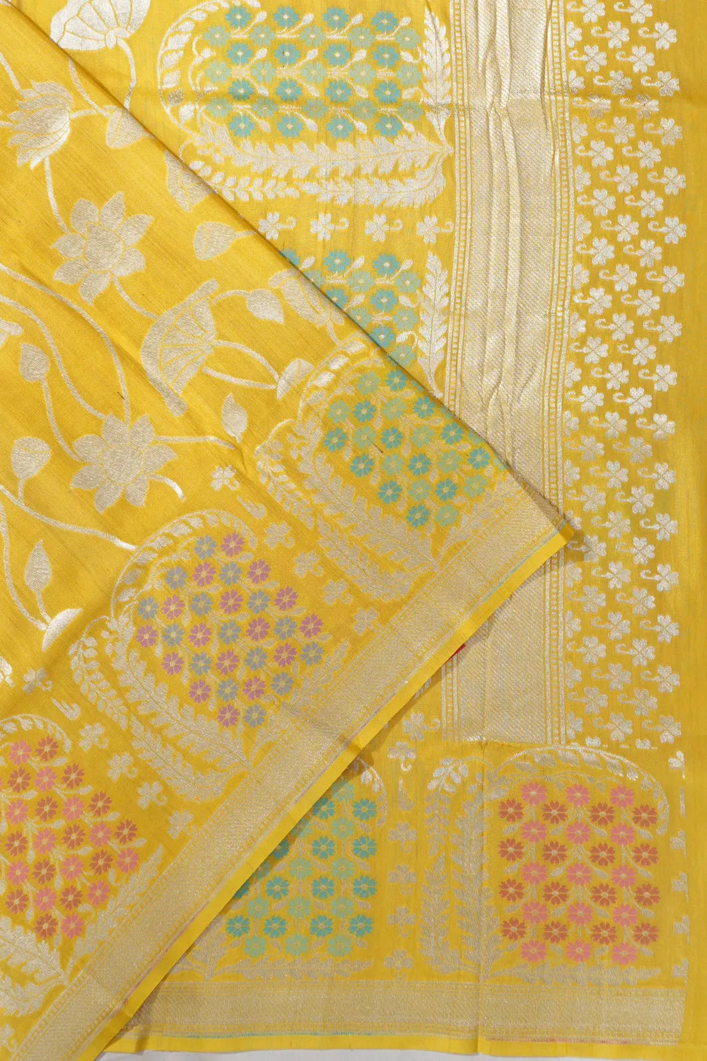 Banarasi Tussar Georgette Jaal Yellow Saree